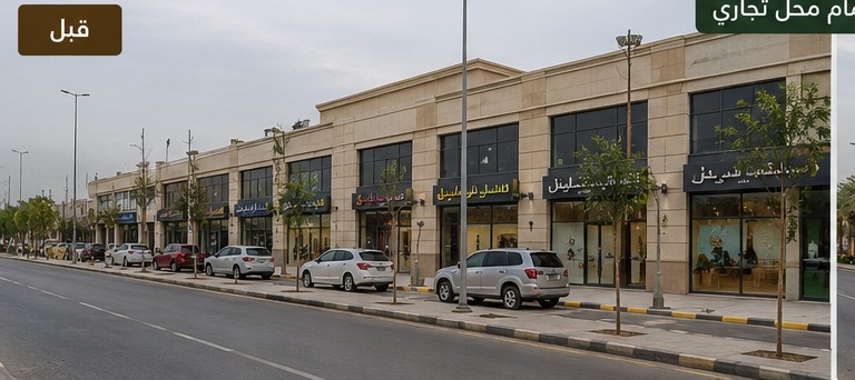 شارع مطاعم تجاري قبل تنسيق النخيل